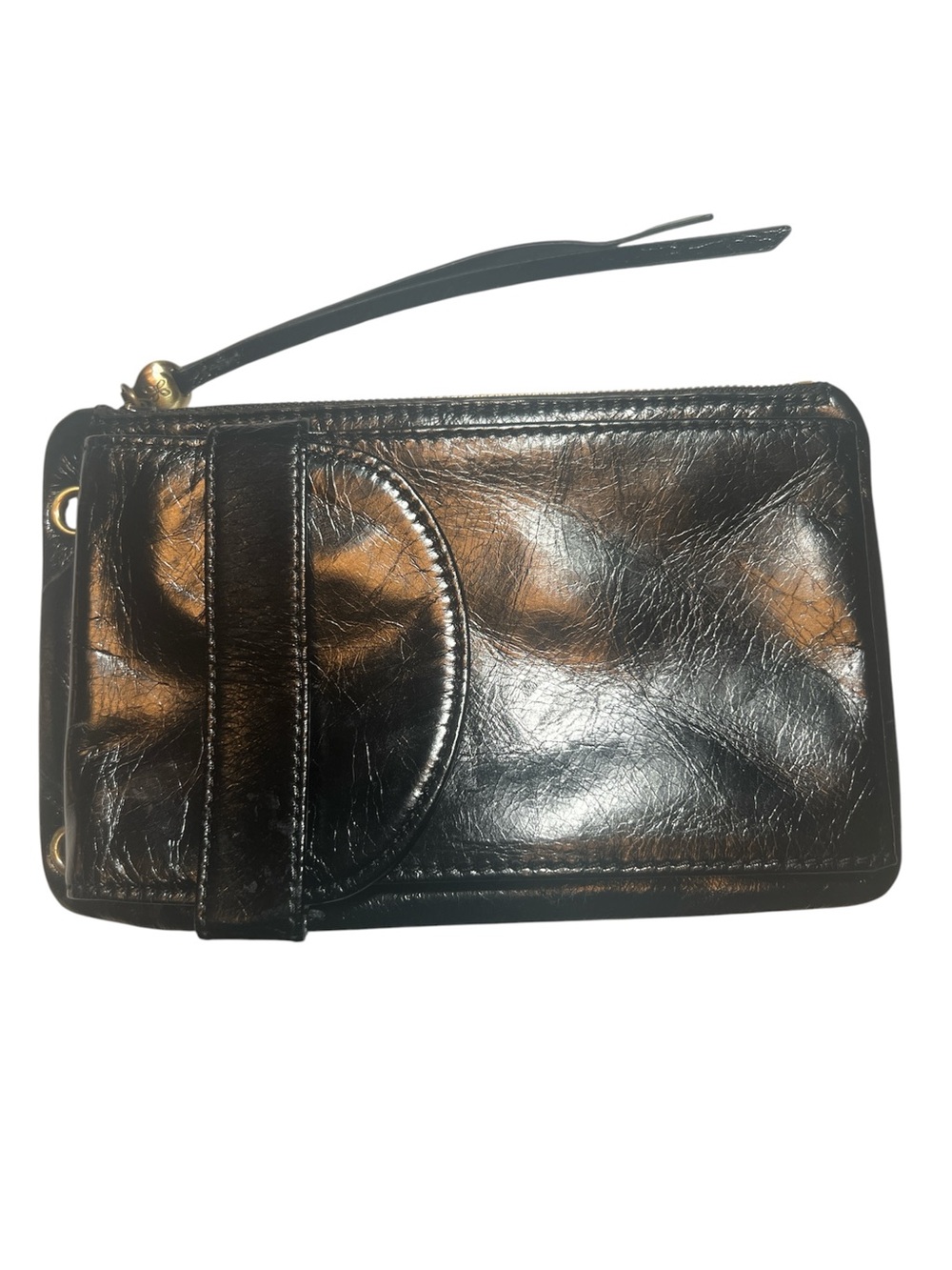 HOBO Black Leather Wristlet Wallet with Strap
